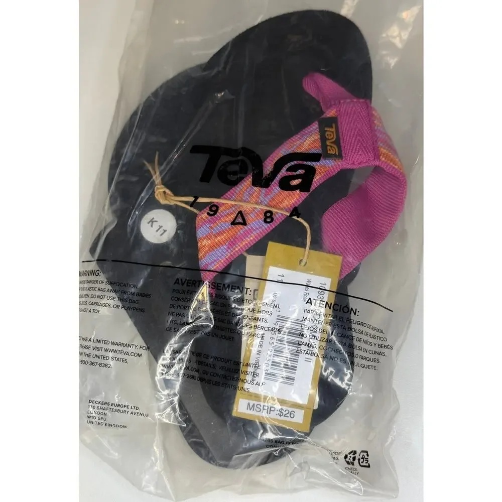 Teva Kids Pink Multi-Color Strap Flip Flops